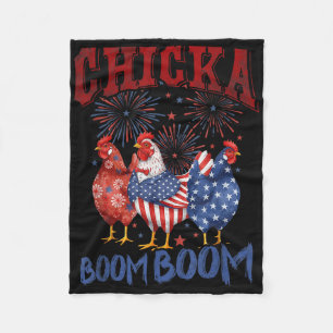 Kip Boom Boom Grappig Patriottische Chicka 4 juli Fleece Deken