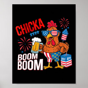 Kip Boom Boom Retro Amerika Chicka Bier 4 juli Poster