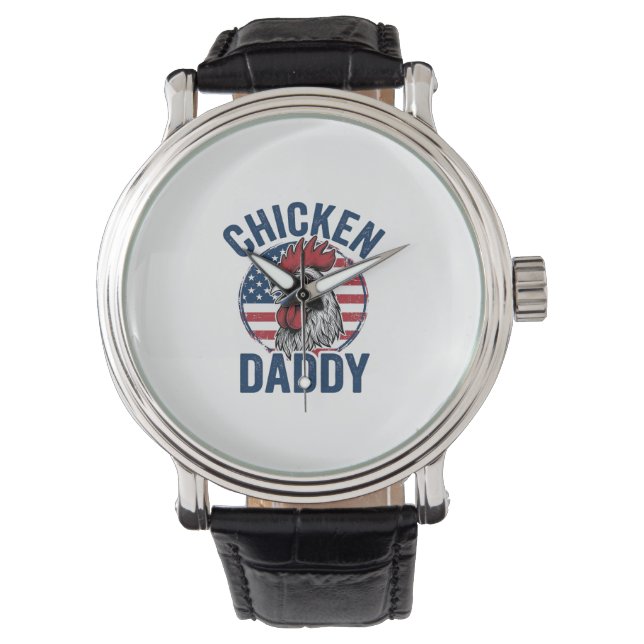 Kip Daddy Haan Retro Patriottisch Shirt Desi Horloge (Voorkant)
