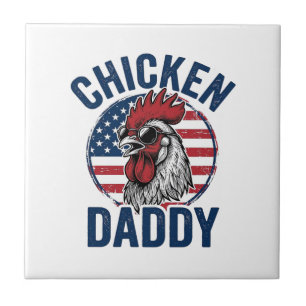 Kip Daddy Haan Retro Patriottisch Shirt Desi Tegeltje