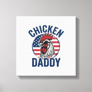 Kip Daddy Haan Retro Patriottisch T-shirt Desi Canvas Afdruk