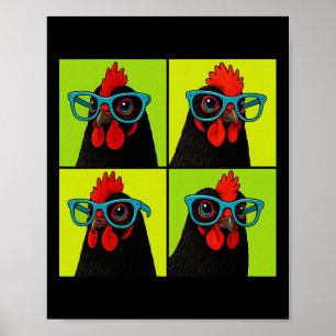 Kip die blauwe bril draagt, grappige boerderijvoge poster
