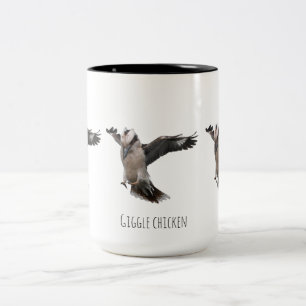 Kip die giechelt tweekleurige koffiemok