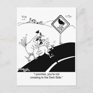 Kip die niet naar de verre kant kruist briefkaart