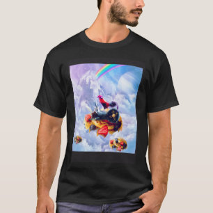 Kip die op een gazelle rijdt op wolken en wafels t-shirt