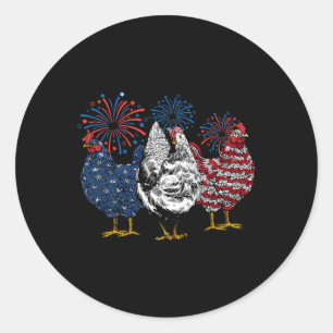 Kip Dieren Grappig 4th van juli Vuurwerk Ronde Sticker