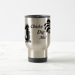 "Kip dig me!" Rooster Aluminium Travel Mug Reisbeker