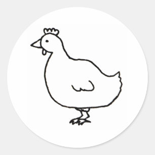 Kip - eenvoudige, schone tekentekening ronde sticker