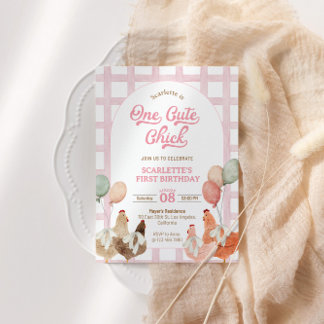 Kip eerste verjaardag uitnodiging