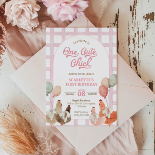 Kip eerste verjaardag uitnodiging