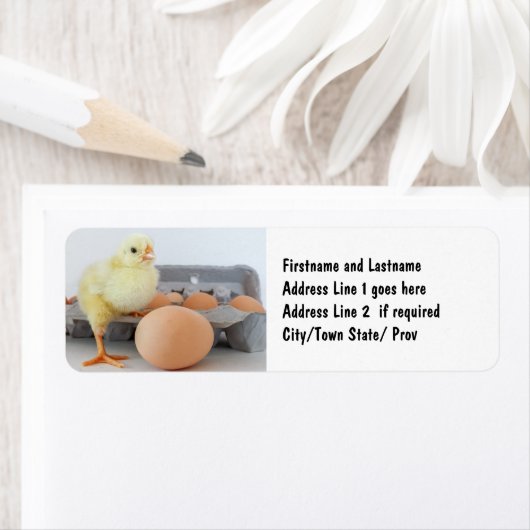 Kip en Eierkarton met Bruin Ei Etiket (Insitu)