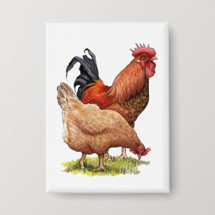 Kip En Haan Kunst, Pluimvee, Boerderijdieren Button