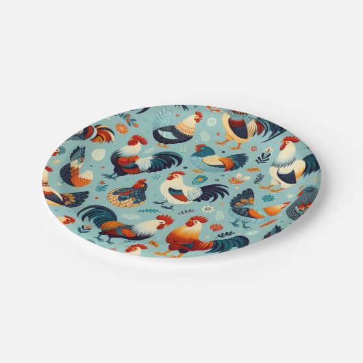 Kip en Haan Ontwerp Papieren Bordje (Gekanteld)