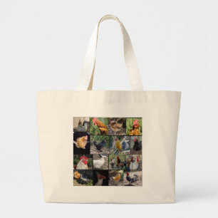 Kip en Rooster Photo Collage Grote Tote Bag