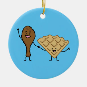 Kip en Waffles - Amerikaanse en zuidelijke kooktoe Keramisch Ornament