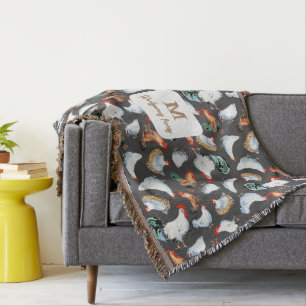 Kip familie boerderij Monogram Deken