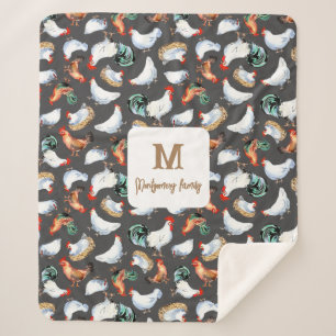 Kip familie boerderij Monogram Sherpa Deken