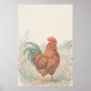 Kip fantasierijke boerderijdier Kunstprint Poster