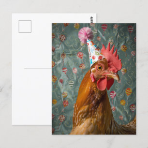 Kip Feesthoed Briefkaart