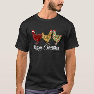 Kip Fijne Kerstdagen Rood Groen Geruit Luipaard Pa T-shirt