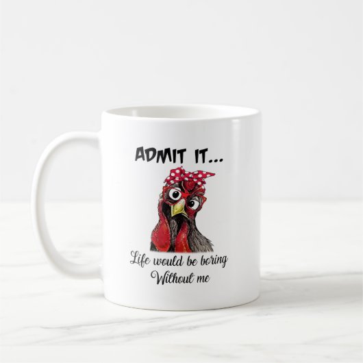 Kip geeft toe dat het leven zou winnen zonder mij koffiemok (Links)