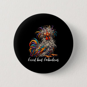 Kip Grappig Gebakken Maar Prachtig Grafisch Vrouwe Ronde Button 5,7 Cm