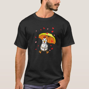 Kip Haan Hen Met Paraplu En Hartjes T-shirt