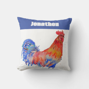 Kip Haan Vogel Jongens Namen Blauw Rood Kussen