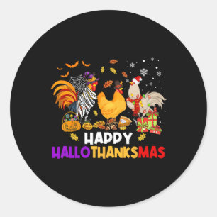 Kip Halloween Gelukkig Hallothankmas Herfst Chris Ronde Sticker