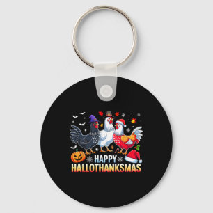 Kip Happy Hallothanksmas Grappig Halloween Thanksg Sleutelhanger