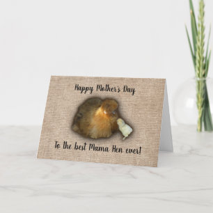 Kip Happy Mothers Day Mama Hen Chick Burlap Kaart
