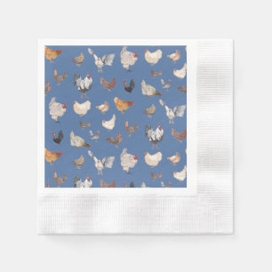 Kip Happy patroon op Denim Blauw Servet