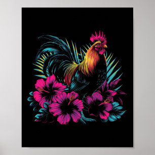 Kip Hawaïaanse Bloemen Haan Kauai Hawaii Vint Poster