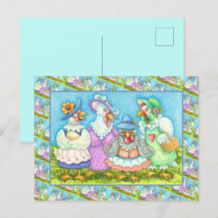 KIP HEN PARTIJ, LANDSELIJKE GEVERDE VRIENDEN Grapp Briefkaart