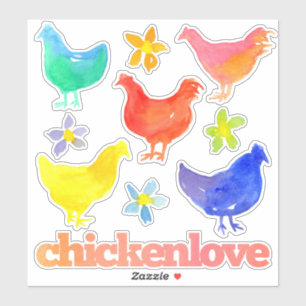 Kip Hen Regenboog Kleur Vogels Sticker