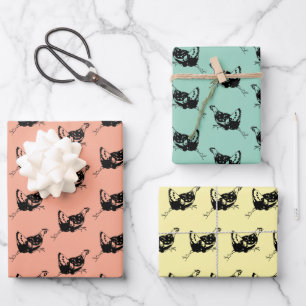 Kip Hen Running Design Wrapping Paper Sheets