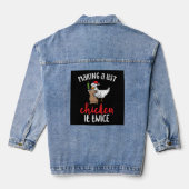 Kip het tweemaal grappig Kip-kerstontwerp Denim Jacket (Achterkant)