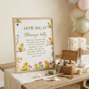 Kip Hoe groot is mama's buik Baby Shower Spel Poster