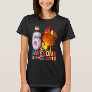 Kip Ik ben 6 jaar meisjes verjaardag kip par T-shirt
