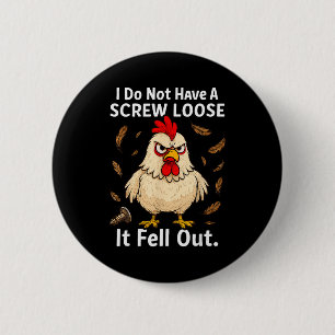 Kip Ik Ben Niet Gek, Grappig, Grappen,  Ronde Button 5,7 Cm