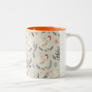 Kip in de tuin tweekleurige koffiemok