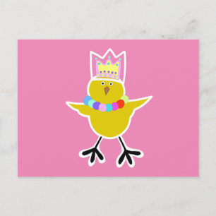 Kip in een kroon met kralen briefkaart