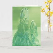 Kip in groene tinten alle gelegenheden kaart (Gele Bloem)