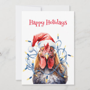 Kip in lichten watercolor kerstvakantie feestdagenkaart
