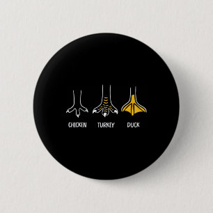 Kip Kalkoen Eend Grappige Vogel Voeten Rots Papier Ronde Button 5,7 Cm