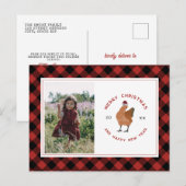 Kip Kerst Foto Buffel Plaid Feestdagenkaart (Voorkant / Achterkant)