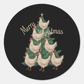Kip Kerstboom Grappige Kippen Kerstboom Ronde Sticker