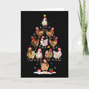 Kip Kerstboom Lichtjes Santa Hoed Grappig Kerstmis Kaart
