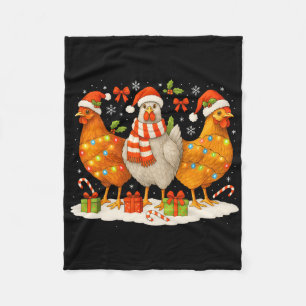Kip Kerstlichtjes Kerstmannenhoeden Rendieren Grap Fleece Deken
