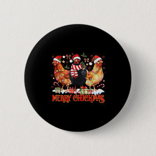 Kip Kerstmis Prettig Kipmas Kerstman Hoed F Ronde Button 5,7 Cm